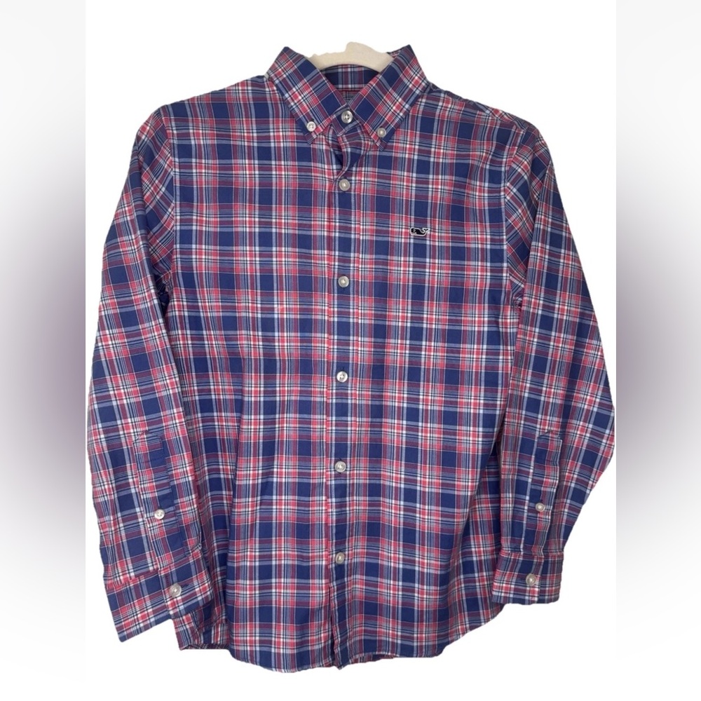 Vineyard Vines Kids Red and Blue Checkered Shirt